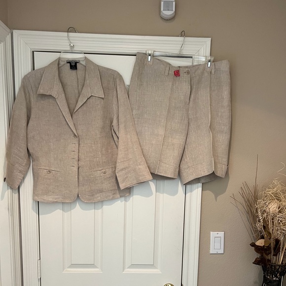 Tan Linen Short Set - Picture 2 of 6